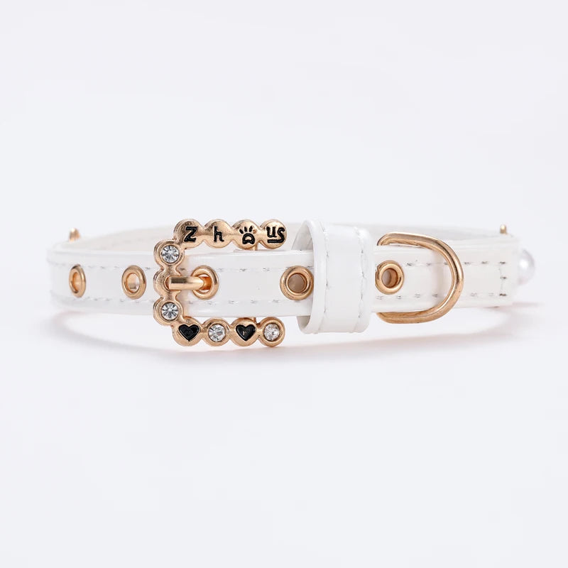 Luxury Cat Puppy Pearl Necklace Rhinestone Collar for Cats Small and Dogs