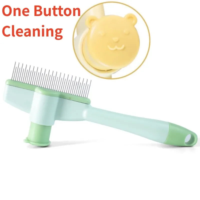 Dog and Cat Comb Hair Remover Self-cleaning, Massage  Brush One Click Combs for  Hair Knot