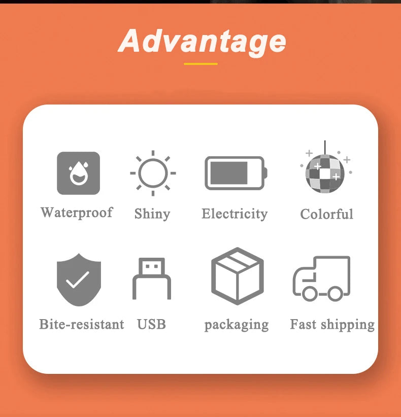 LED Pet Dog/Cat Collar Pendant | Night Safety Cat Luminous Light IPX7 Waterproof Flashing Harness With Light for Dog and Cat