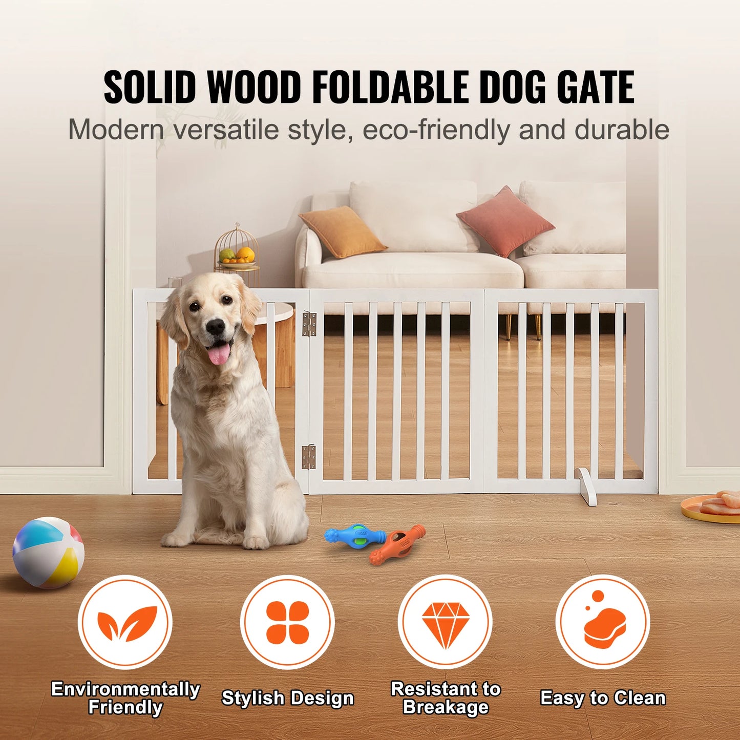 SucceBuy Free Standing Dog Gate 3 Panels | Foldable, Expandable  Dog Gate for Narrow Passageways