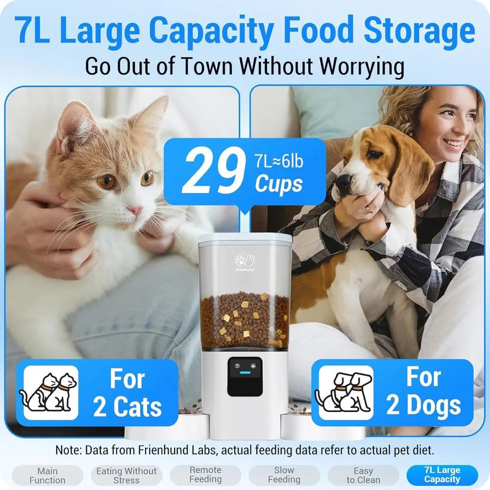 Automatic Slow Feeder, Food Dispenser with 5G APP Control for Multiple Pets for Dog and Cat