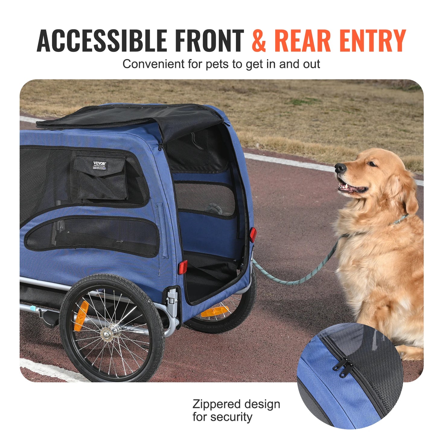 SucceBuy 100lbs Pet Cart Bicycle Carrier, Dog Bike Trailer with Coupler, Reflectors, Flag, Collapsible to Store for Dogs Travel