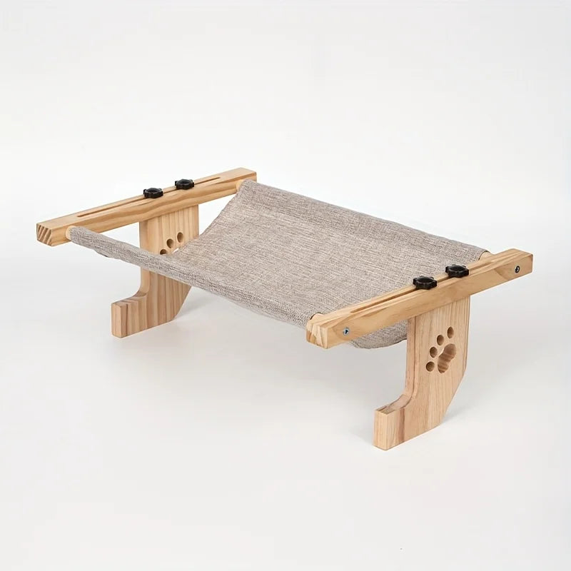 Cat window sill hammock, suitable for indoor cats, wooden and metal frame, easy to adjust window cat bed