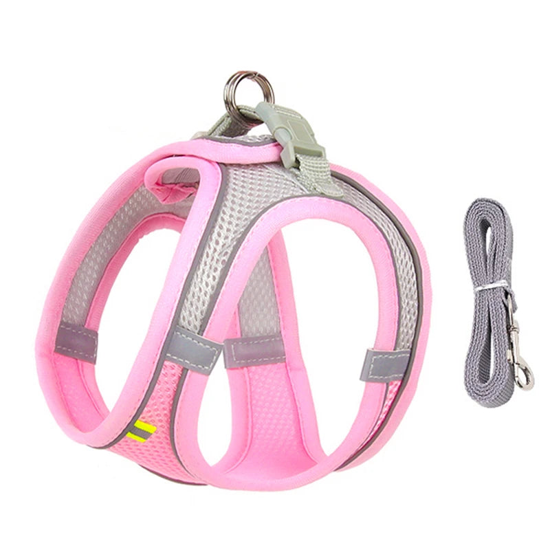 Dog Harness Leash Set for Small Dogs | Adjustable Puppy/Cat Harness Vest French Outdoor Walking Lead Leash