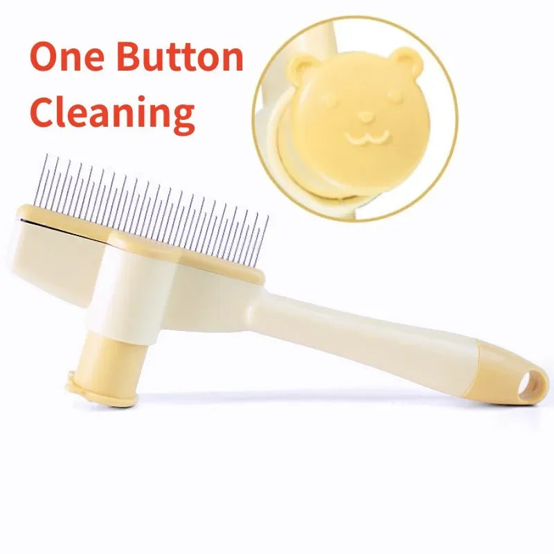 Dog and Cat Comb Hair Remover Self-cleaning, Massage  Brush One Click Combs for  Hair Knot