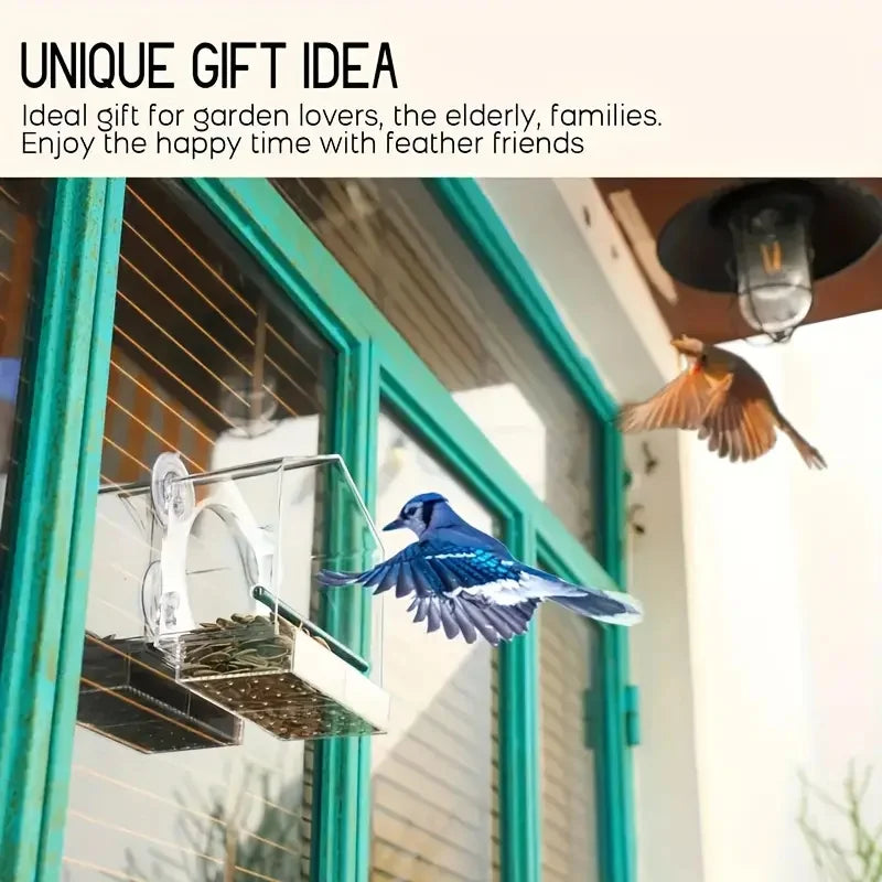 Transparent Bird Feeder Birds House for Outdoor Windo with Strong Suction Cups for Wild Birds