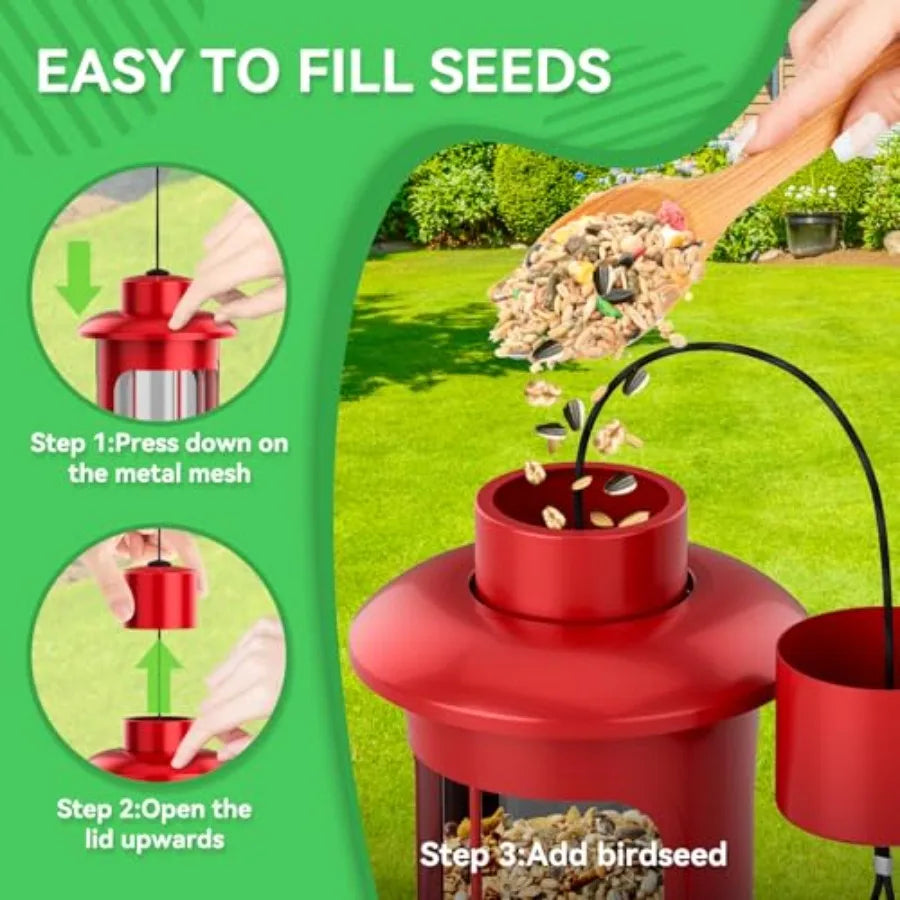 【Spot goods】Squirrel Proof Bird Feeders for Outdoors Hanging Metal | Squirrel Proof Bird Feeder with Gravity Protection 3LB Large
