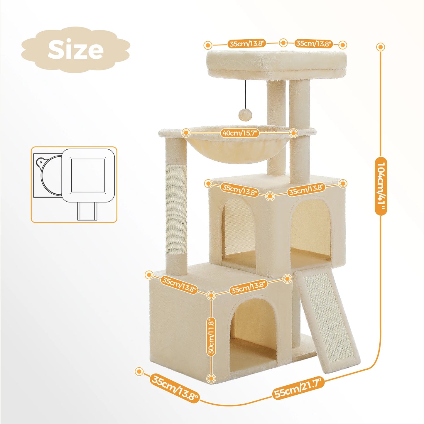 Large Cat Tree for Indoor Cats Multi-Level Tower with Spacious Condos Sisal Scratching Pad House Accessories Cat Toys