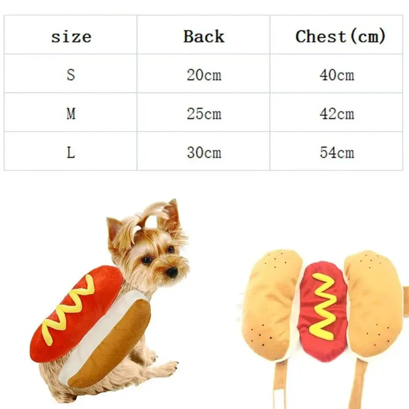 Funny Halloween Dog Costumes | Hot Dog Shaped Dachshund Sausage Adjustable Clothes | Pet Apparel Dressing Up Cat Party Costume Suit