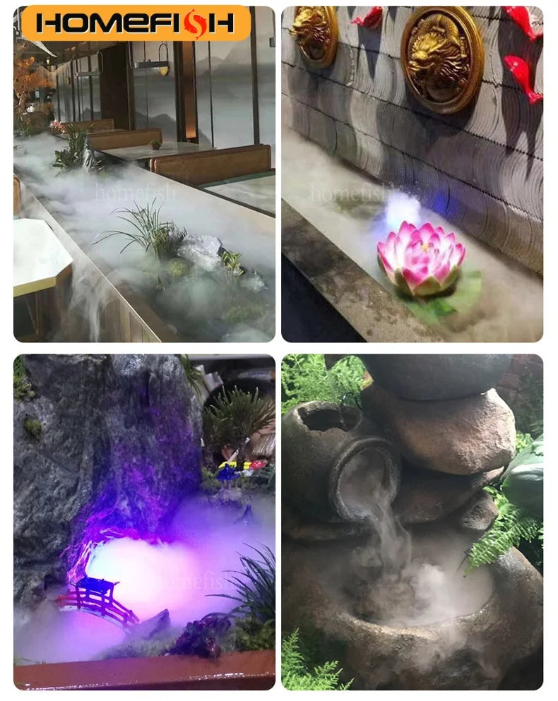 5V USB Mist Maker, Fogger, Nebulizer Water Fountain | Fish Tank Pond Atomizer Head With 4 LED Colorful Lights