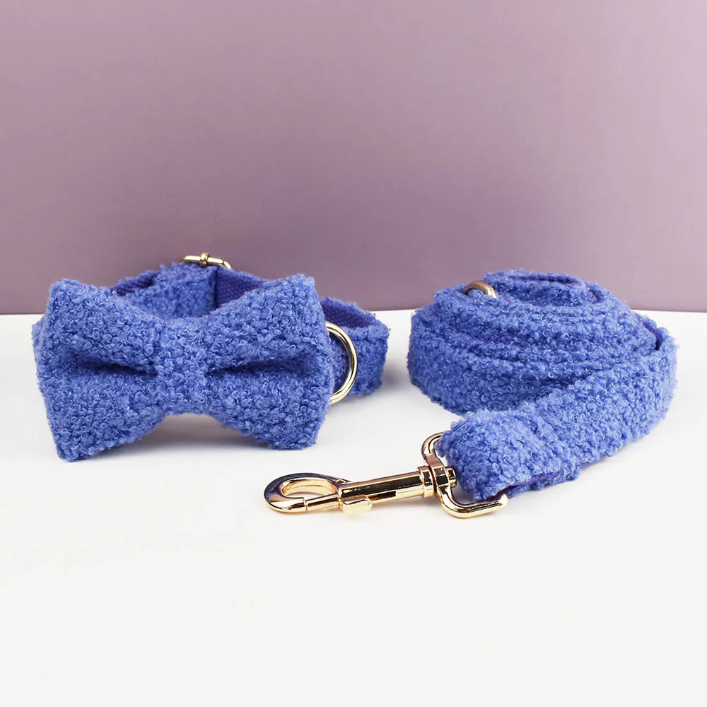 Luxury Personalized Dog Collar Harness Leash set custom,  Logo detachable dog bow tie collar leash diy