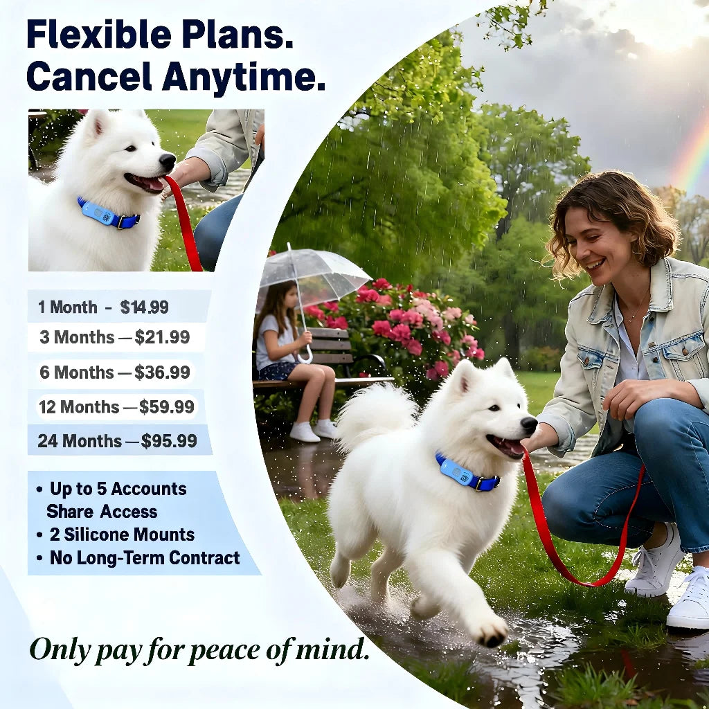 GPS Pet Tracker for Dogs and Cats | Real Time Tracking Unlimited Distance QR Code | Anti-Lost Locator with 1-year Service