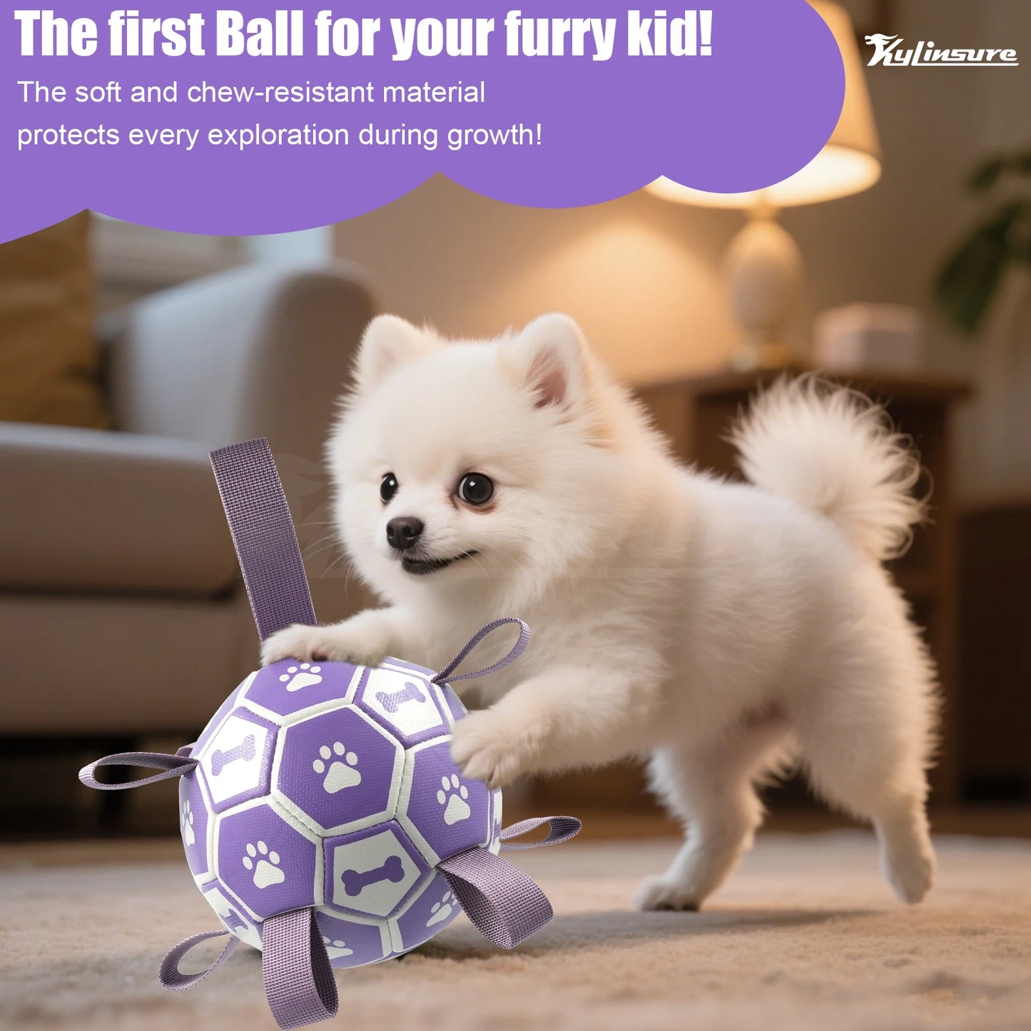 Dog Toys Soccer Ball with Straps, Interactive Toys for Tug of War, Puppy Birthday Gifts, Water Toy, Durable  Ball