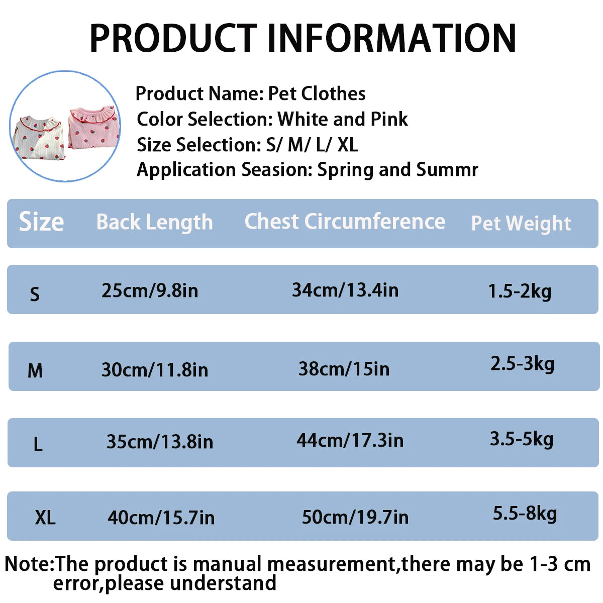 Strawberry Small Dog Clothes | Summer Breathable Clothing  for Small Cat/Dog Vest Ruffled Collar
