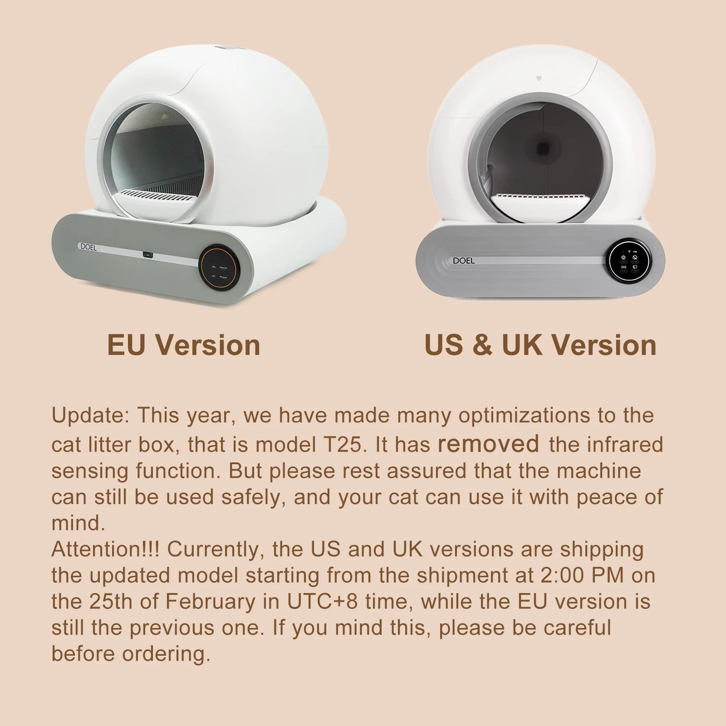 DOEL Self Cleaning Cat Litter Box 65L Automatic w/ Trash Bag & Litter Mat Smart Cat Toilet App Control 2.4G WiFi