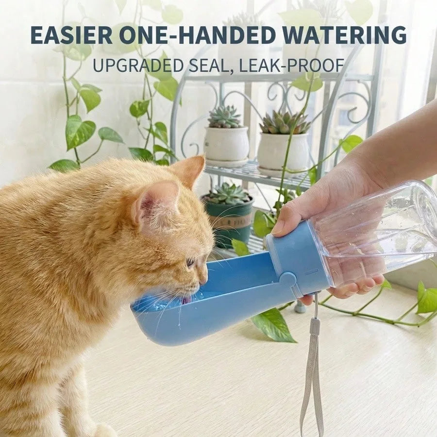 1PC 450ML Foldable Dog Water Dispenser With Feeder Bowl, Portable Leak-Proof.  Durable Compact Travel Water Bottle