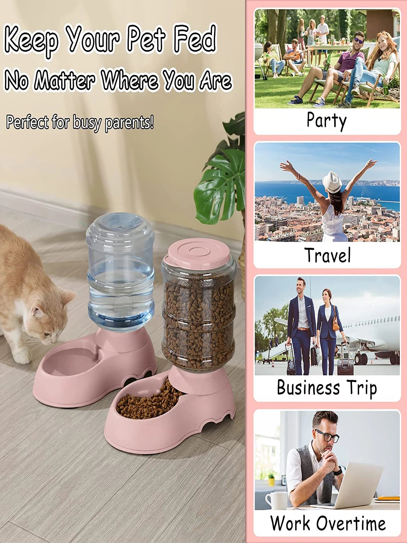 Automatic Water Dispenser Large Capacity, Small Dog and Cat Food /Water Dispenser
