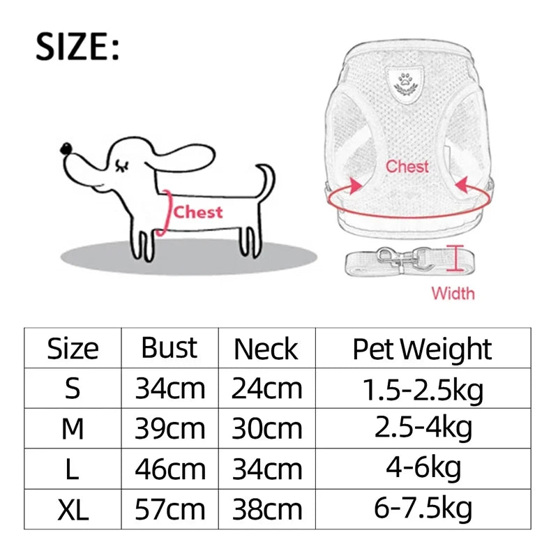 Dog and Cat Harness Walking Lead Leash | Polyester Adjustable Mesh  Vest For Small/Medium Size Pet