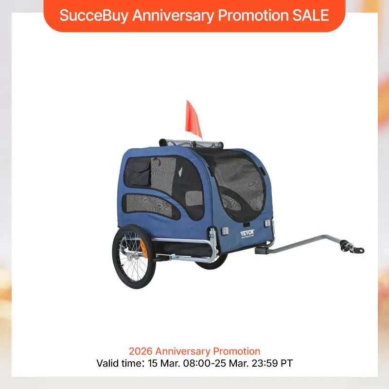 SucceBuy 100lbs Pet Cart Bicycle Carrier, Dog Bike Trailer with Coupler, Reflectors, Flag, Collapsible to Store for Dogs Travel