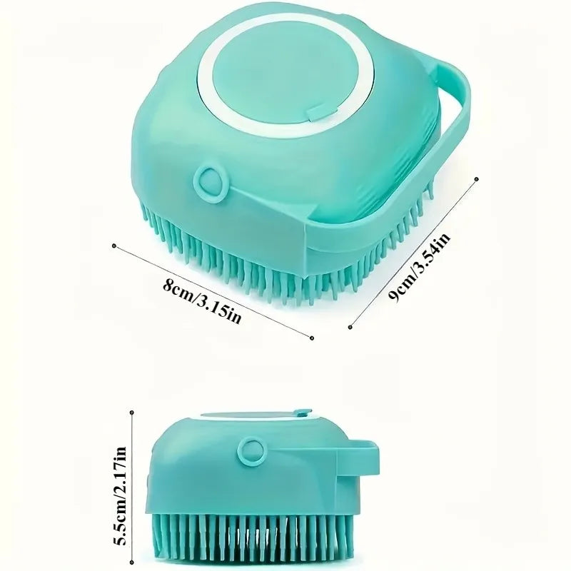 Pet Bath Massage Brush with Shampoo Dispenser - 2-in-1 Grooming Tool for Dogs & Cats
