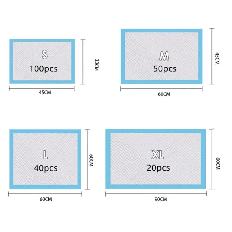 100/50/40/20PCS Absorbent Disposable Puppy Training Pee Pads Quick Dry Surface Mat Cat & Dog Supplies