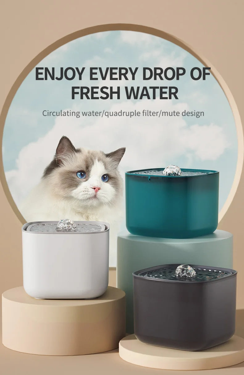 3L Cat Water Fountain Auto Recirculate Filter | Large Capacity | USB Electric Mute Cats Water Dispenser