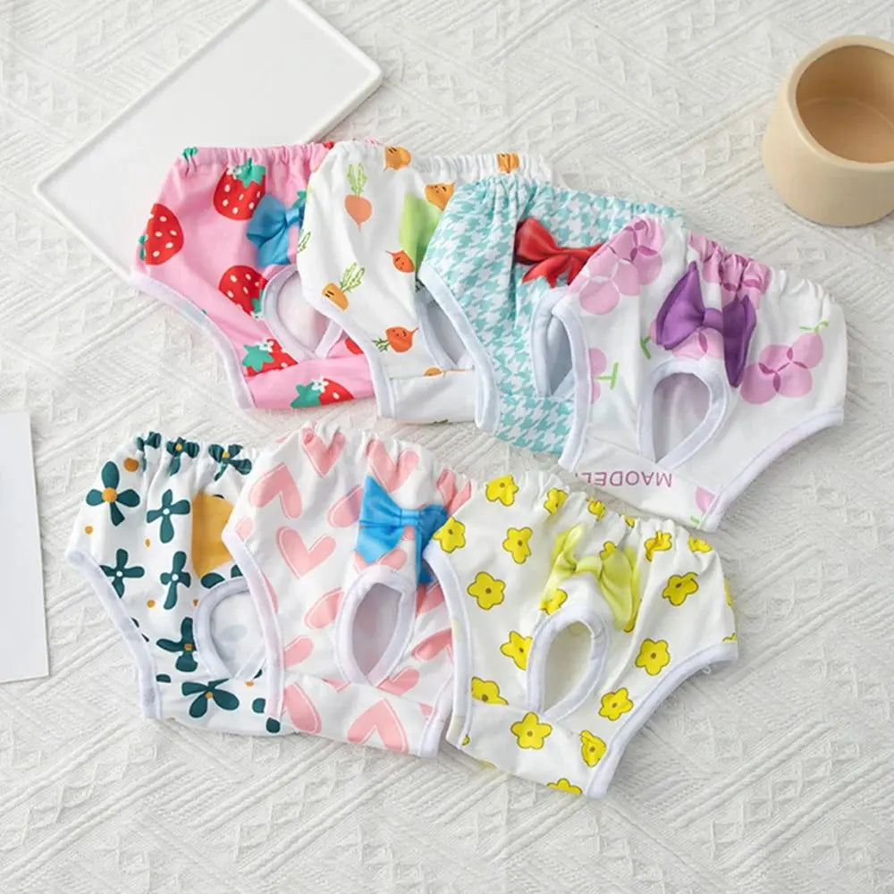Washable Dog Physiological Pants | Cartoon Print Leakproof Dog Menstrual Pants | Breathable Cute Diaper
