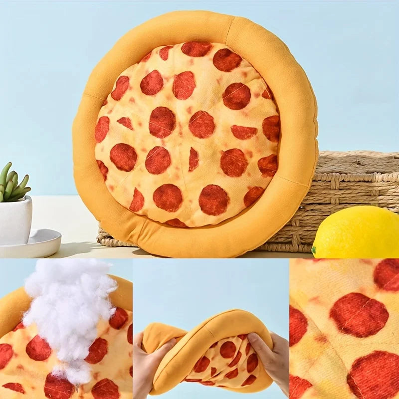 Squeaky Plush Pizza & Shrimp Dog Toy | Durable Chew for Small Breeds Interactive Play | Soft Teething Puppy Chew Toys