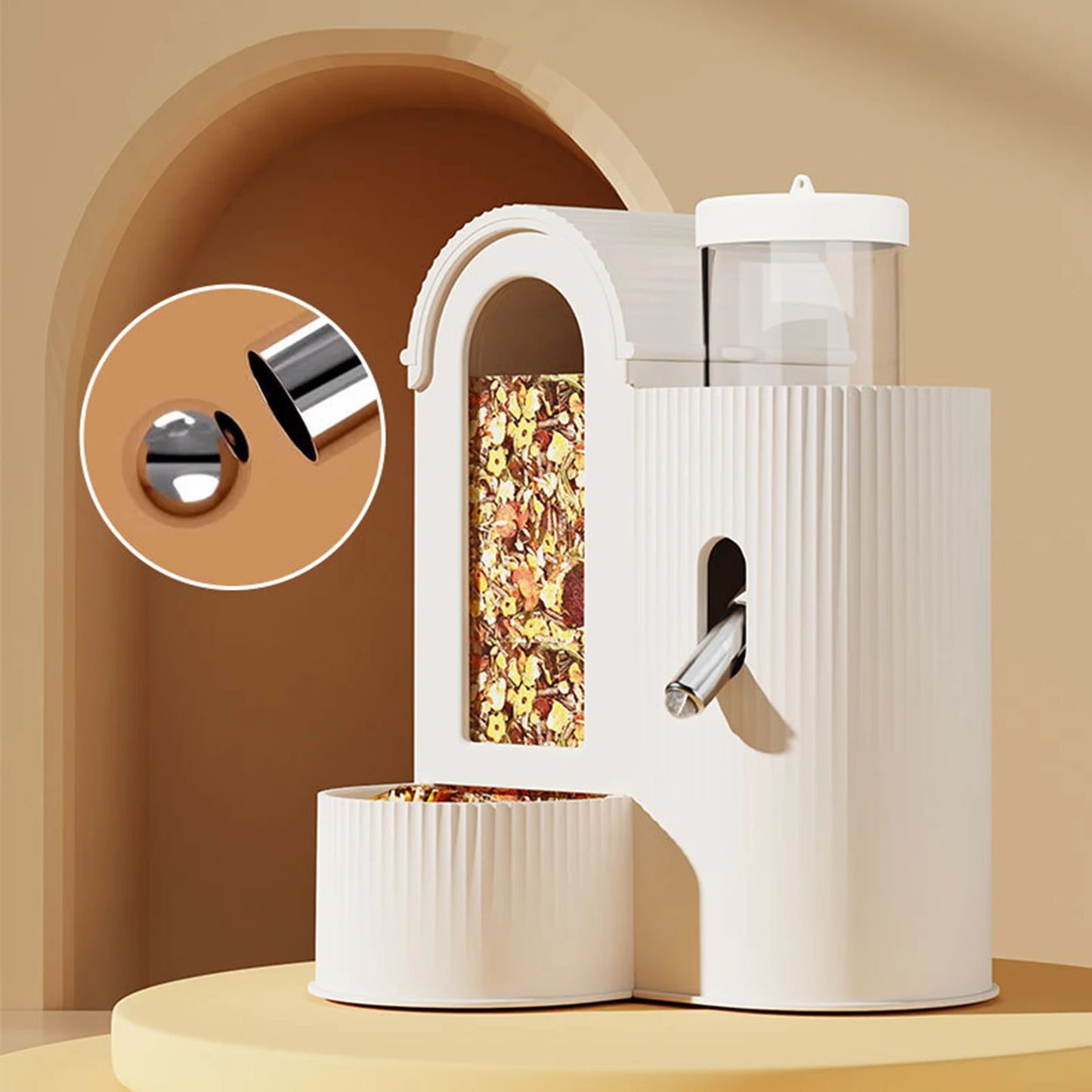 2-in-1 Automatic Food Bowl Large Capacity Hamster Feeder  No Drip for Hamster, Guinea Pig, Rat and Small Animals