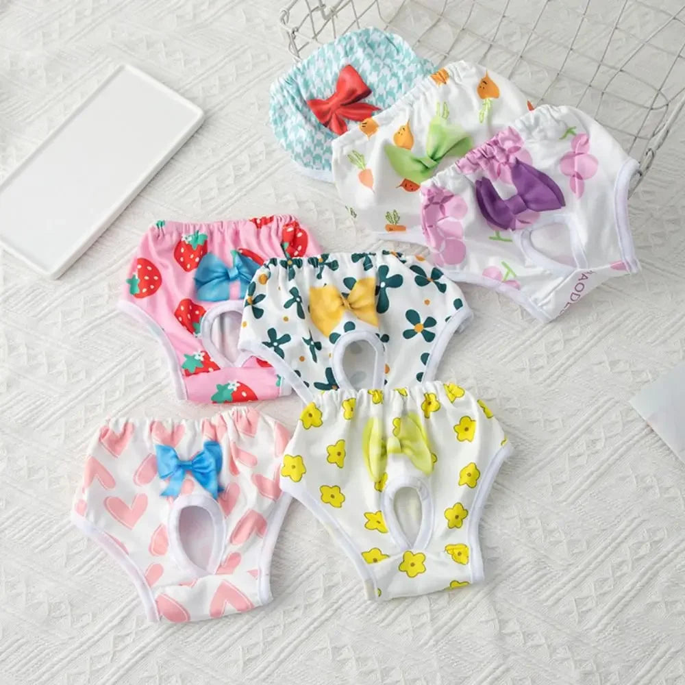 Washable Dog Physiological Pants | Cartoon Print Leakproof Dog Menstrual Pants | Breathable Cute Diaper