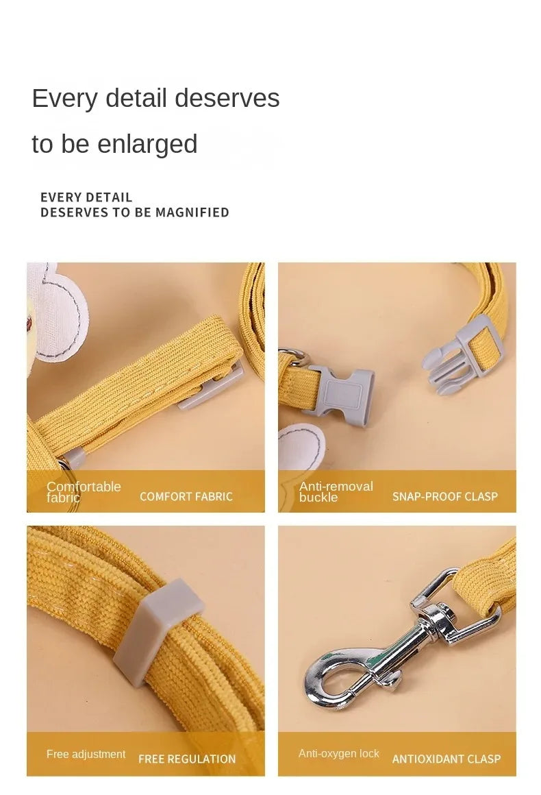 Cat Harness Leash Collar Set |  Adjustable Cartoon Bee Double Layer Dog Harness for Small Medium Cat Leash Outdoor Walking