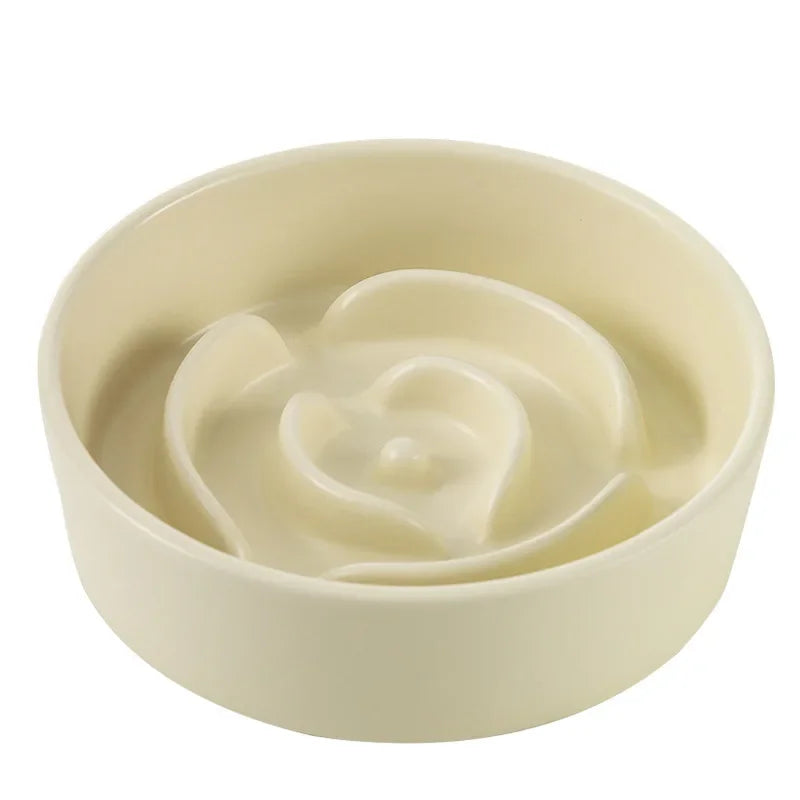 Ceramic Cat Dog Bowl, Ideal for Small and Medium-Sized Dogs, Slow Feeder Anti-Choking