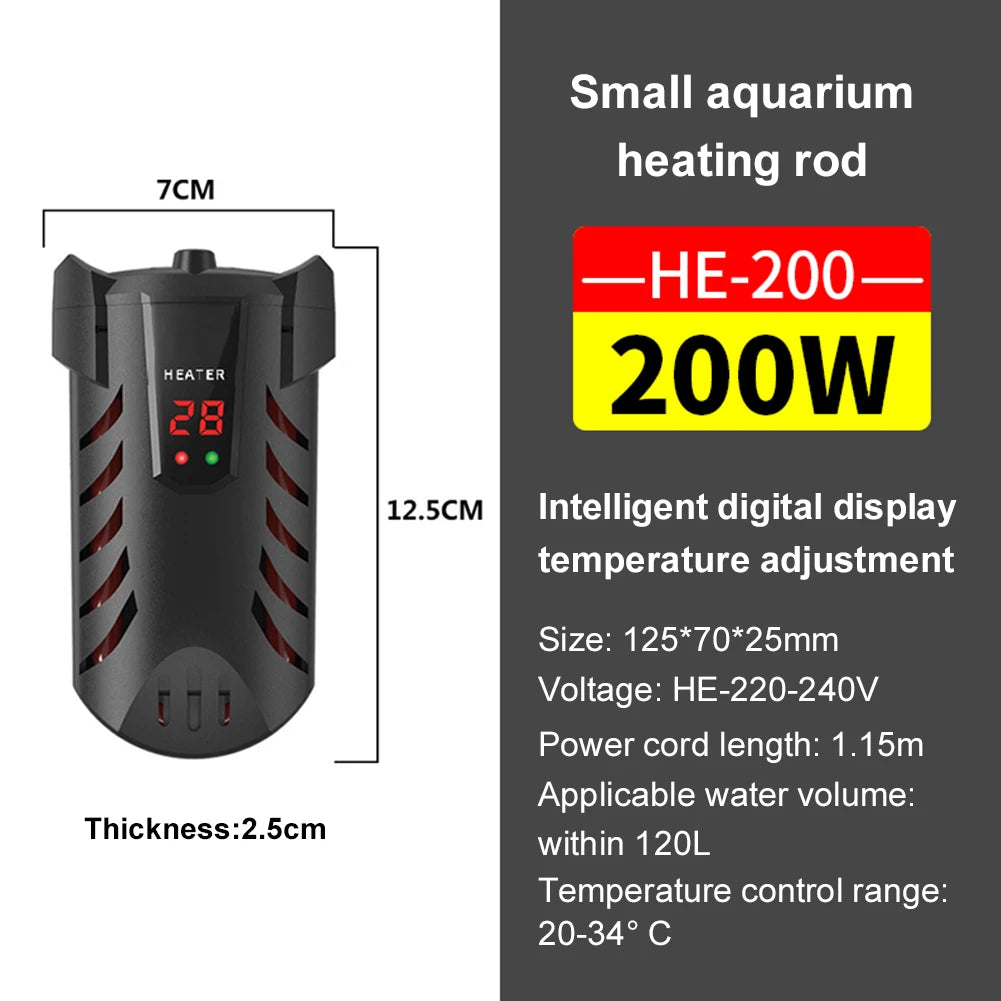 Aquarium Submersible Heater with Suction Cup | Fish Tank Thermostat Dual Probe Temperature | Adjustment Digital Display
