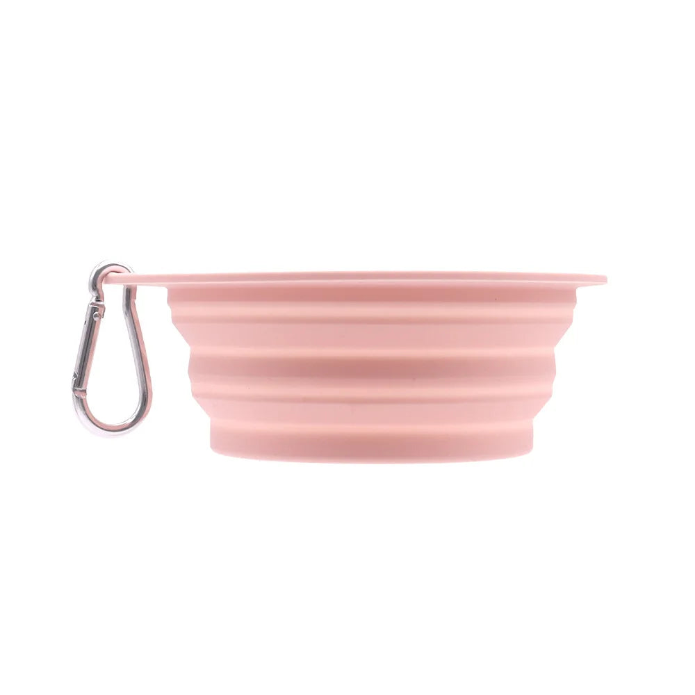 Collapsible Silicone Dog Food/Water Bowl, Outdoor Travel Portable  with Carabiner