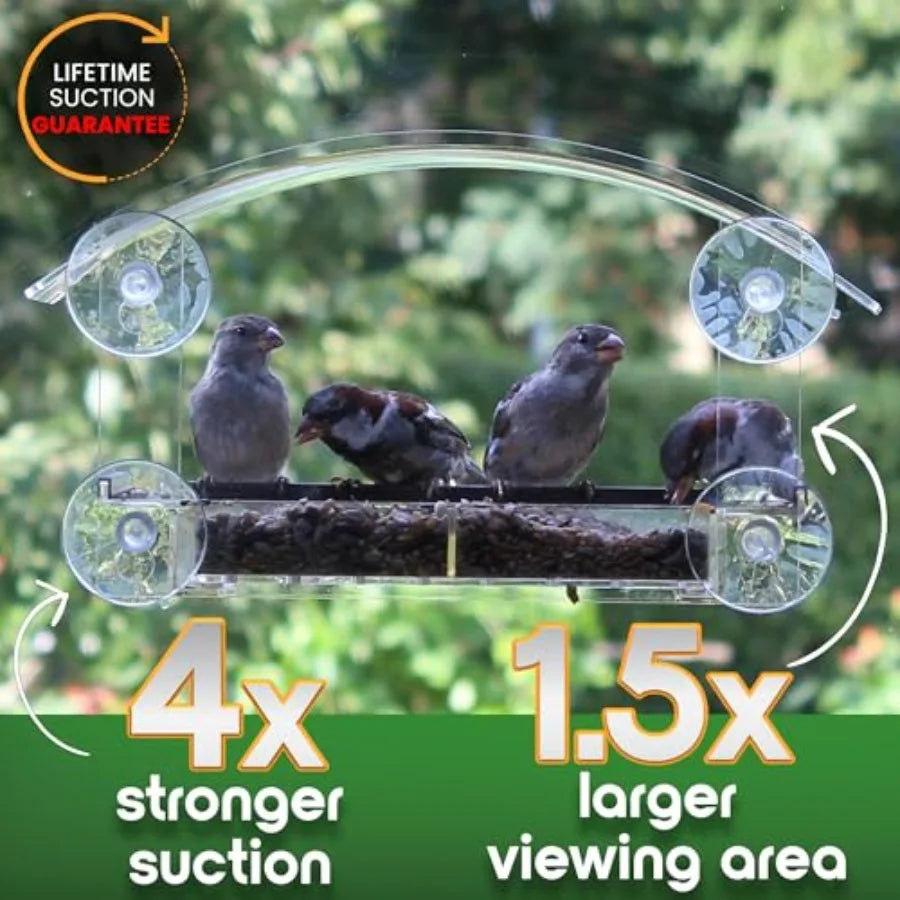 【Spot goods】Window Bird Feeder with Strong Suction Cups - Upgraded 2026 Model Clear Acrylic Feeder Window