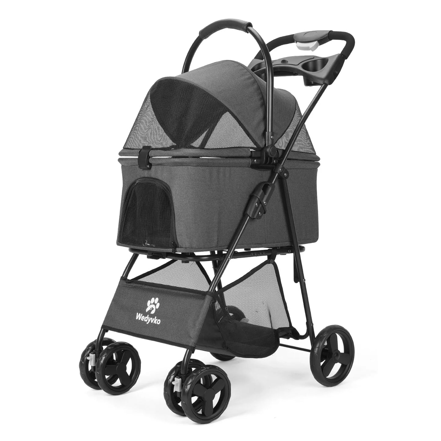 3 in 1 Pet Stroller with Removable Carrier, Folding Stroller for Small/Medium Dogs and Cats, Waterproof, All-Terrain, with Sun Screen