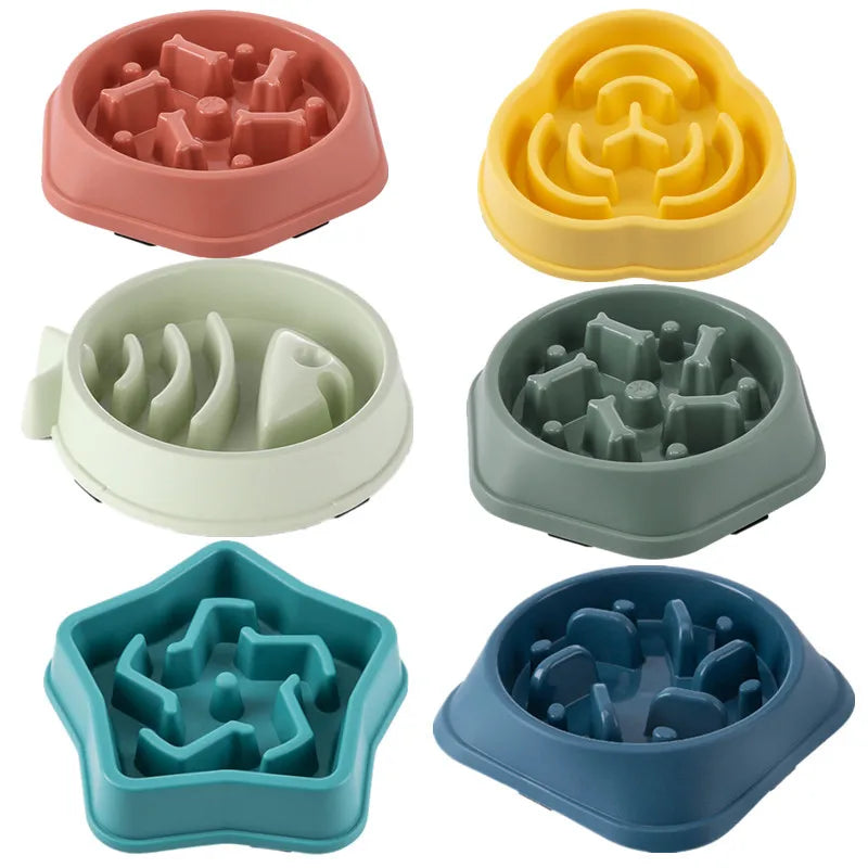 Pet Cat And Dog Slow Food Bowl, Anti-choking Thickened And Non-slip Multiple Colors and Shapes