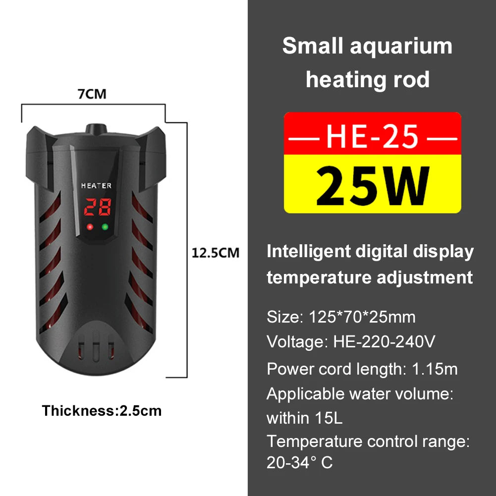 Aquarium Submersible Heater with Suction Cup | Fish Tank Thermostat Dual Probe Temperature | Adjustment Digital Display