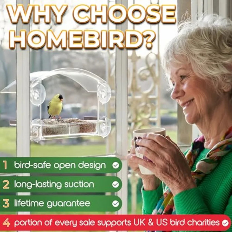 【Spot goods】Window Bird Feeder with Strong Suction Cups - Upgraded 2026 Model Clear Acrylic Feeder Window