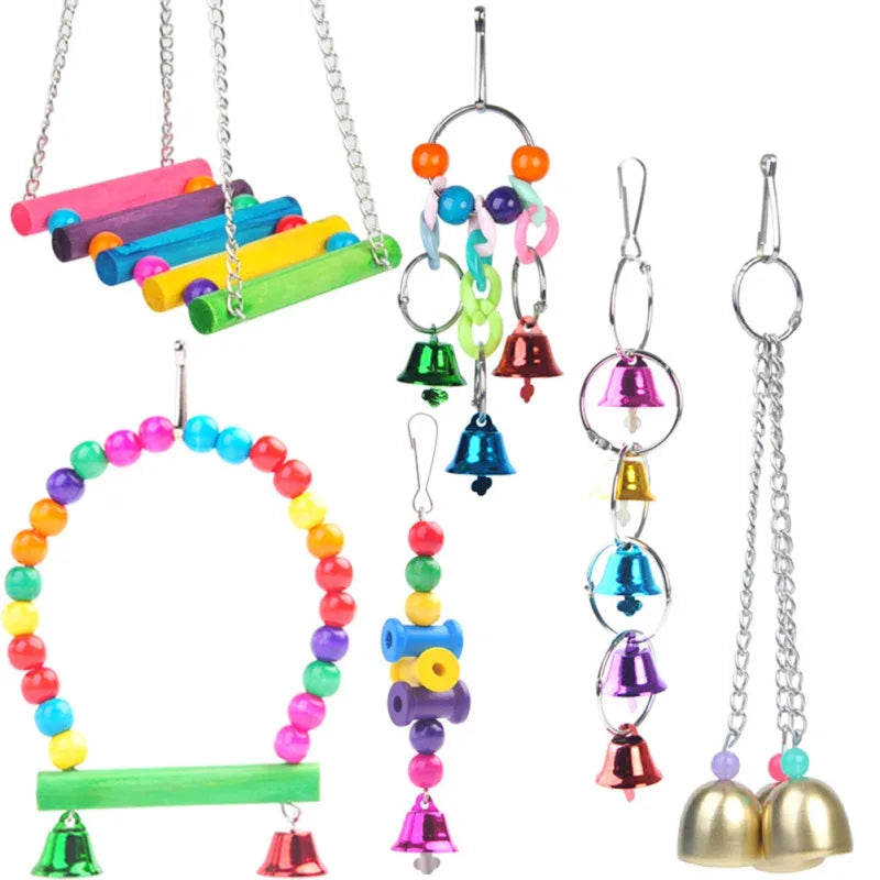 Bird Toy Chewing/Bite | Cage Hanging Swing | Climbing/Standing Branches Toys