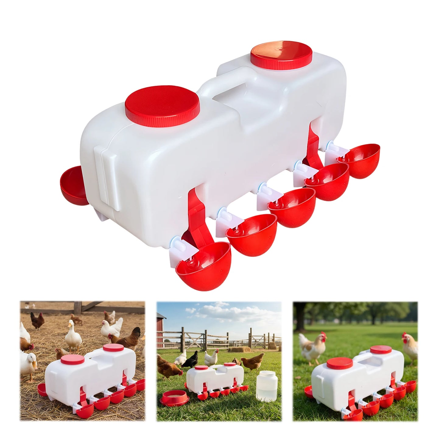 10KG Self Filling Automatic Chicken Water Dispenser with  Drinking Cup for Quail, Duck, Turkey