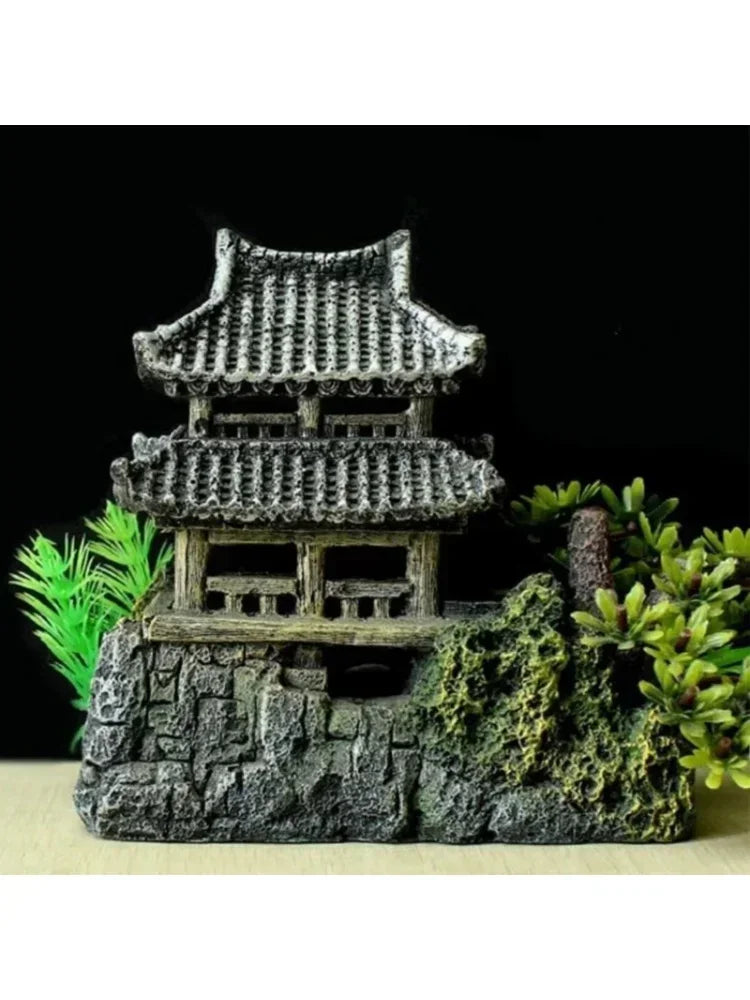 Simulation Decoration Fish Tank Ornament |  Resin Aquarium Decor Landscape House Model
