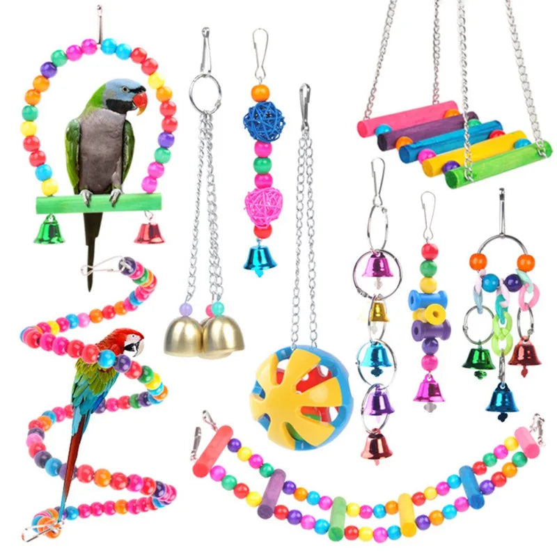 Bird Toy Chewing/Bite | Cage Hanging Swing | Climbing/Standing Branches Toys