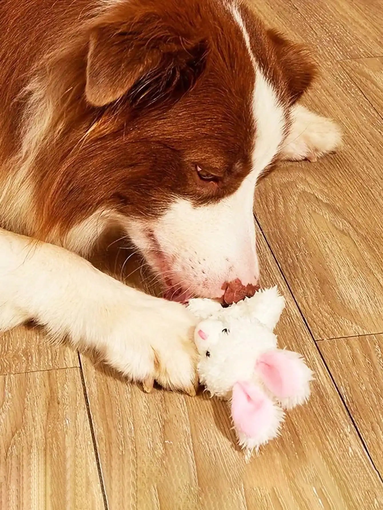 3-Pack White Plush Rabbit Dog Toys with Pink Ears, Soft Chew & Squeaker for Small to Medium Dogs