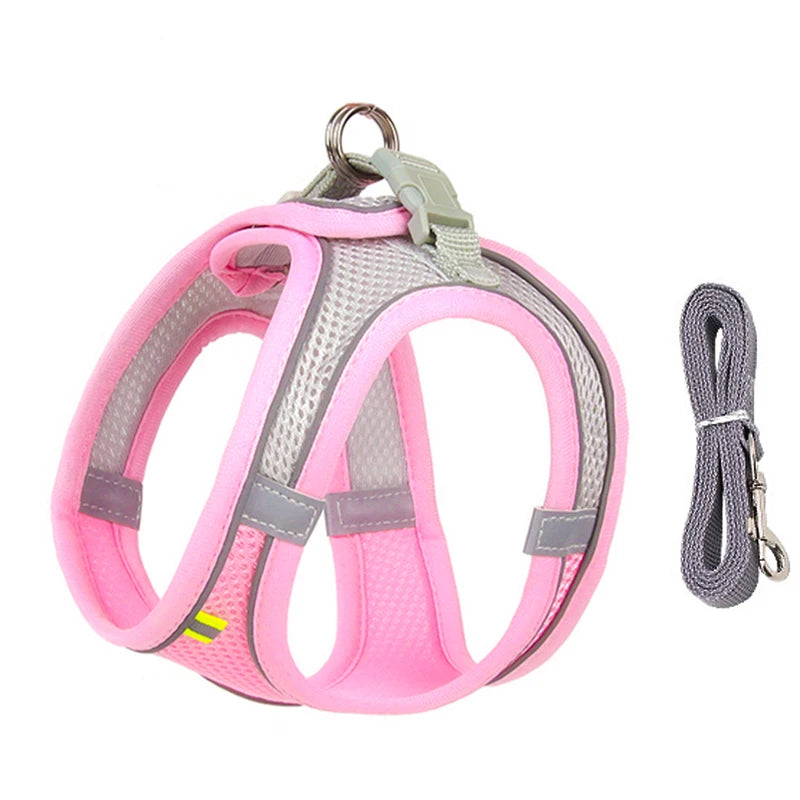 Dog Harness Leash Set for Small Dogs | Adjustable Puppy/Cat Harness Vest French Outdoor Walking Lead Leash