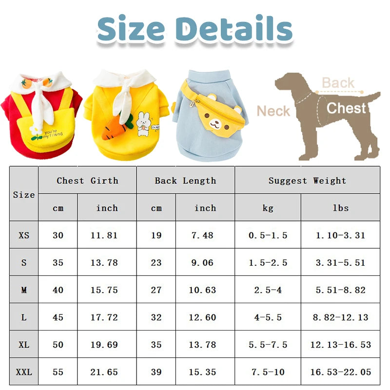 Winter Dog Clothes | Cute Cartoon Dog Warm Hoodie Sweatshirt | Dog Costume Outfits