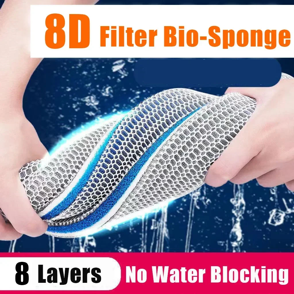 12D 8D Aquarium Filter Bio Sponge | Fish Tank Filter Media No Glue | Foam Cotton Skimmer Aquarium Water Filtration