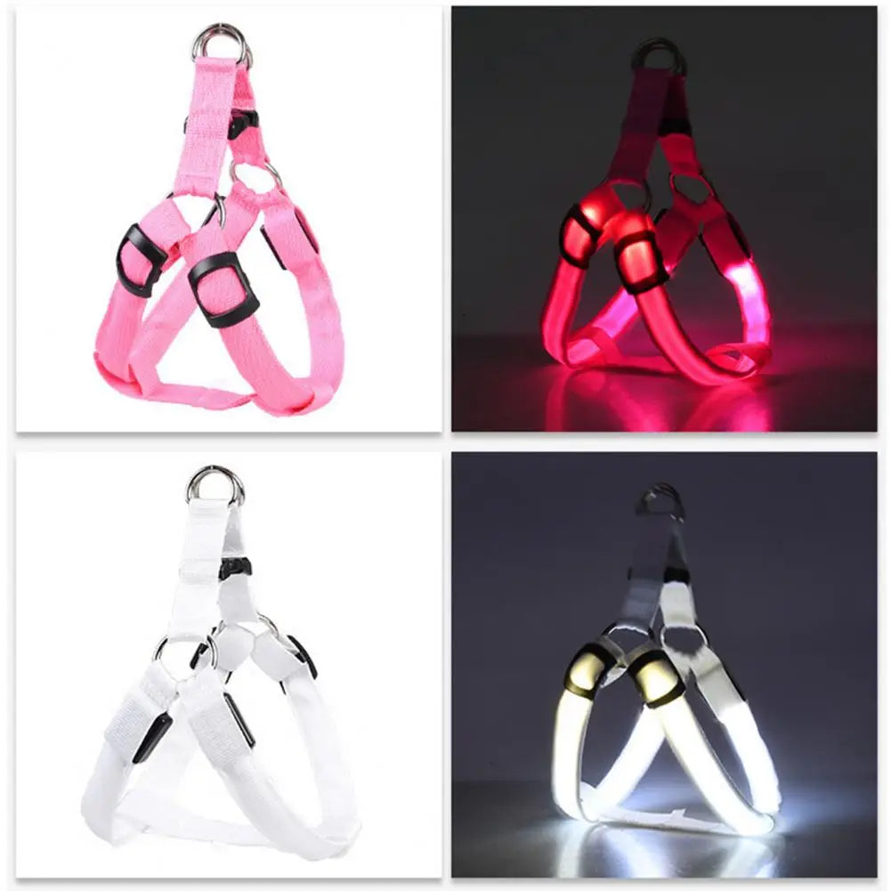 Adjustable LED Harness USB Rechargeable | Light Up Dog Harness | Glow-in-The-Dark Safety Vest | For Small Medium Dogs Pets Arnes