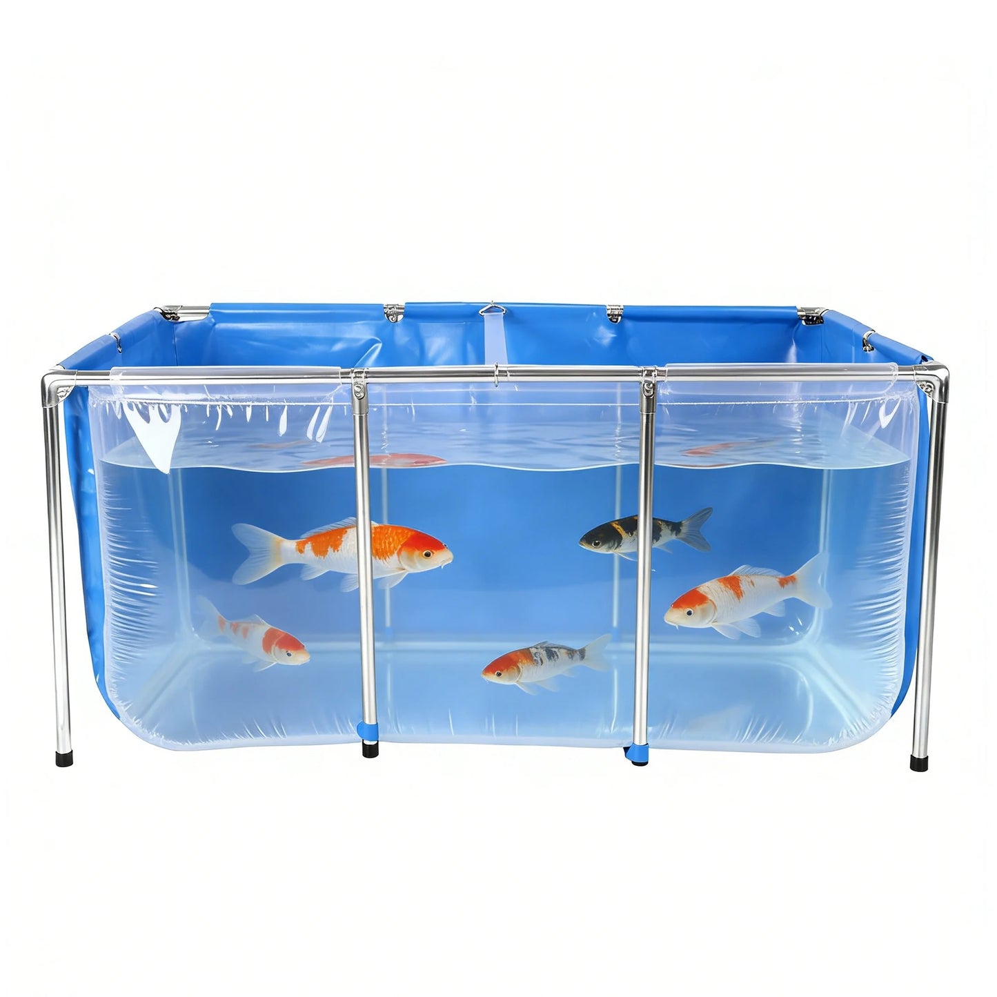 Above Ground Fish Pond with Frame & Drain Valve | Clear Viewing Panel for Ornamental Fish & Outdoor Use