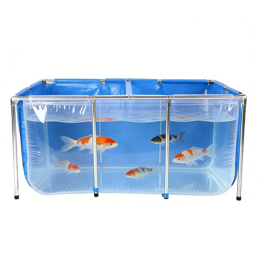Above Ground Fish Pond with Frame & Drain Valve | Clear Viewing Panel for Ornamental Fish & Outdoor Use